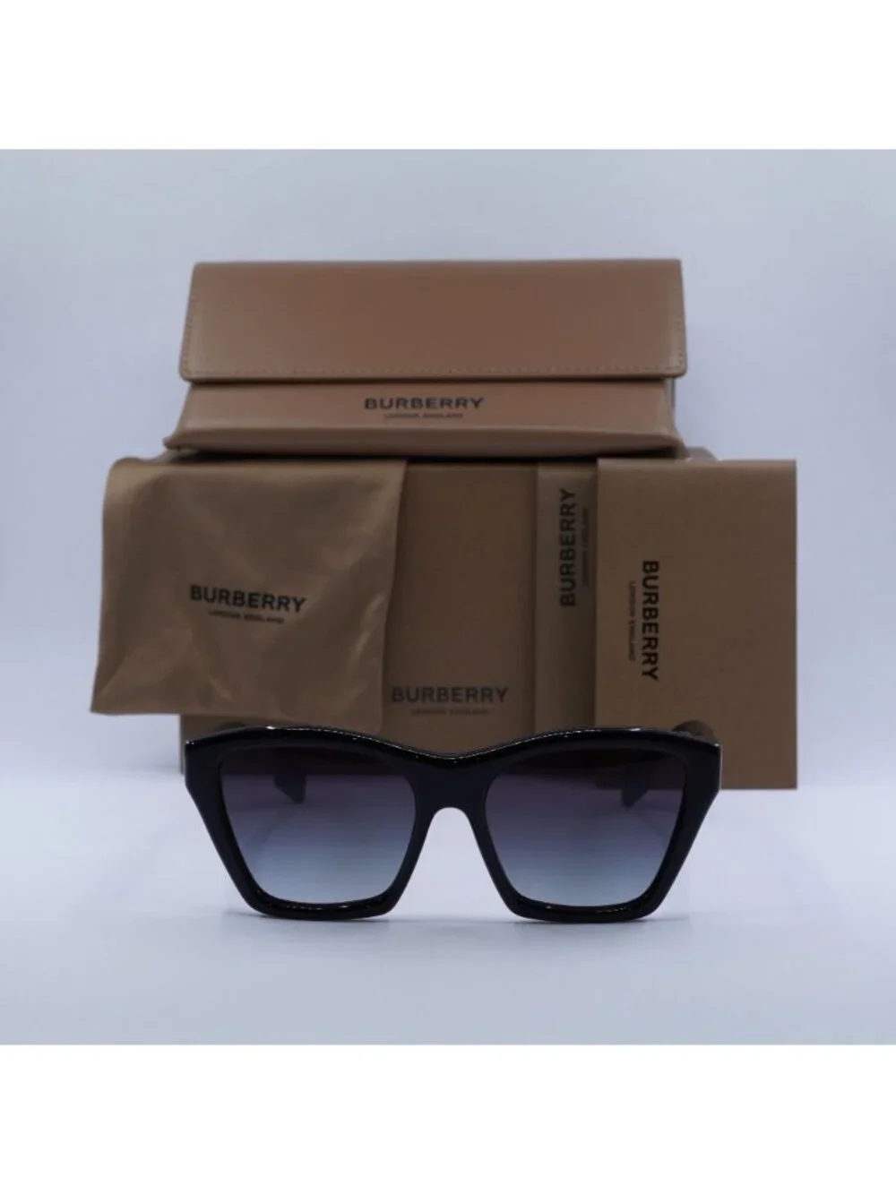 Burberry BE4391 30018G Square Sunglasses - Black/ Grey Gradient